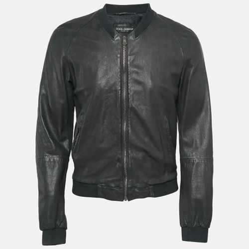 Dolce & Gabbana Black Leather Bomber Jacket L - Dolce & Gabbana - Modalova