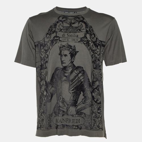 Charcoal Flock Print Cotton T-Shirt L - Dolce & Gabbana - Modalova