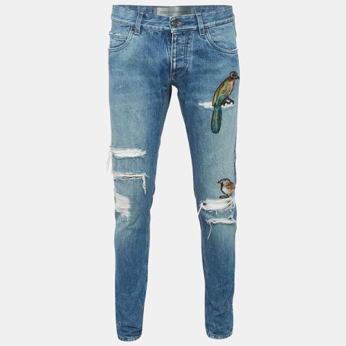 Bird Applique Denim Ripped Jeans M Waist 32" - Dolce & Gabbana - Modalova