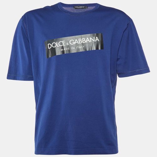 Dolce & Gabbana Navy Blue Logo Print T-Shirt XL - Dolce & Gabbana - Modalova