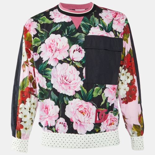 Dolce & Gabbana Pink Floral Print Cotton Crew Neck Jumper M - Dolce & Gabbana - Modalova