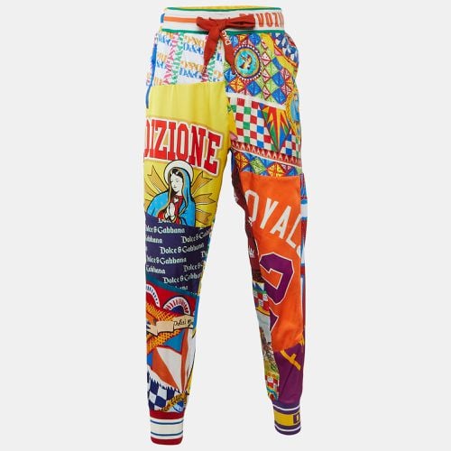 Dolce & Gabbana Multicolor Patchwork Print Satin Track Pants L - Dolce & Gabbana - Modalova