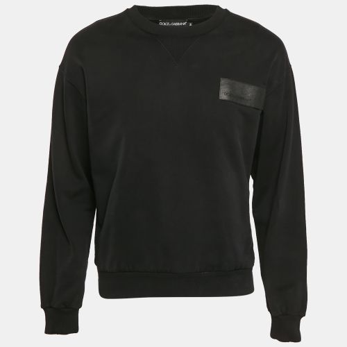 Dolce & Gabbana Black Cotton Knit Crew Neck Sweatshirt S - Dolce & Gabbana - Modalova