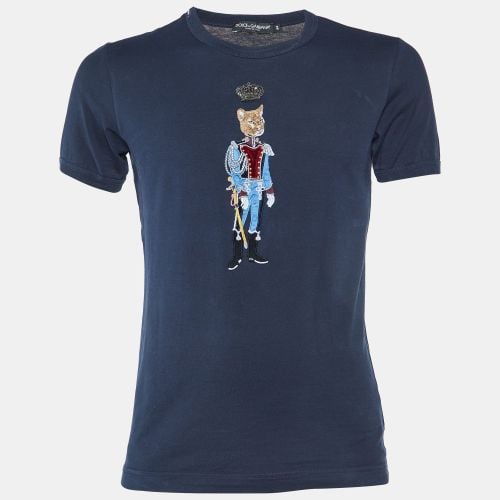 Dolce & Gabbana Navy Blue Cotton Royal Pet Patch Detail T-Shirt XS - Dolce & Gabbana - Modalova