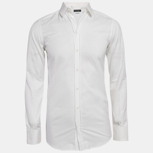 Dolce & Gabbana Gold White Striped Cotton Button Front Shirt S - Dolce & Gabbana - Modalova