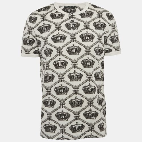 Dolce & Gabbana White Printed Cotton Knit Henley T-Shirt XXL - Dolce & Gabbana - Modalova