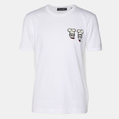 Dolce & Gabbana White Cotton Cross-Stitch Chef Patch T-Shirt S - Dolce & Gabbana - Modalova