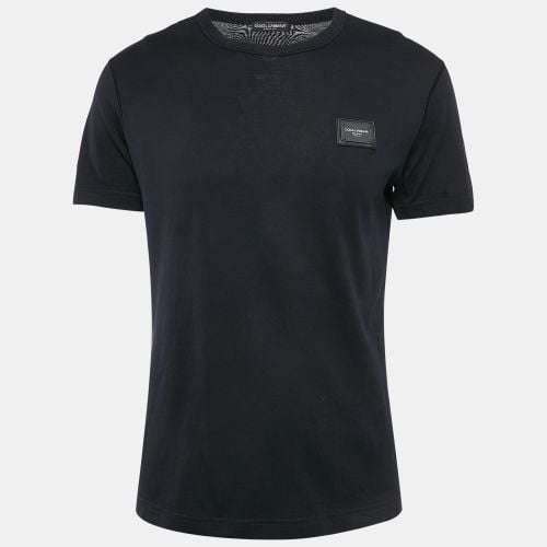 Dolce & Gabbana Navy Blue Cotton Crew Neck T-Shirt M - Dolce & Gabbana - Modalova