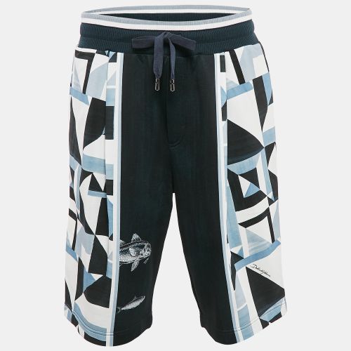Dolce & Gabbana Blue Geometric Print Jersey Bermuda Shorts XL - Dolce & Gabbana - Modalova