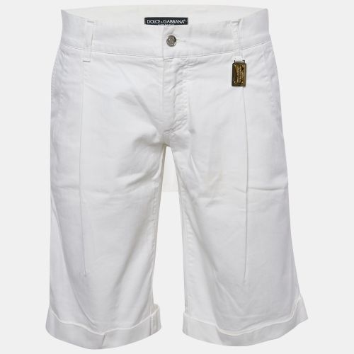 Dolce & Gabbana White Denim Pleated Shorts M - Dolce & Gabbana - Modalova