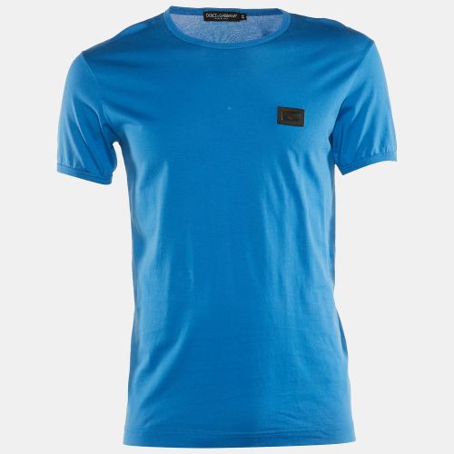 Dolce & Gabbana Blue Cotton Knit Round Neck T-Shirt M - Dolce & Gabbana - Modalova