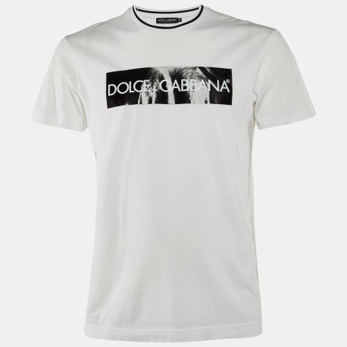 Dolce & Gabbana White/Black Logo Print Cotton Crew Neck T-Shirt S - Dolce & Gabbana - Modalova