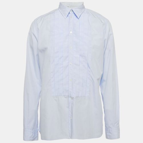 Dolce & Gabbana Blue Cotton Pleated Shirt XXL - Dolce & Gabbana - Modalova