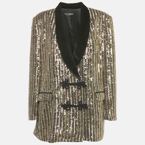 Dolce & Gabbana Gold Sequin Embellished Toggle Up Blazer M - Dolce & Gabbana - Modalova