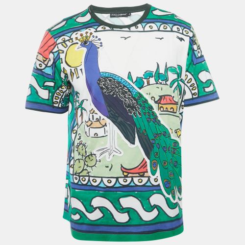 Dolce & Gabbana White Peacock Print Cotton T-Shirt L - Dolce & Gabbana - Modalova