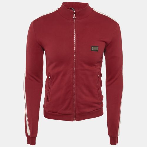 Dolce & Gabbana Red Cotton Logo Applique Zip -Up Jacket XS - Dolce & Gabbana - Modalova