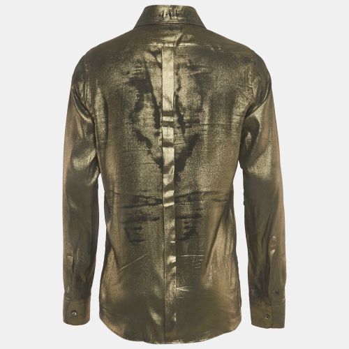 Gold Lamé Long Sleeve Shirt L - Dolce & Gabbana - Modalova