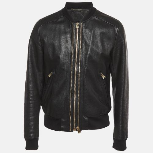 Leather Zip Front Bomber Jacket XL - Dolce & Gabbana - Modalova