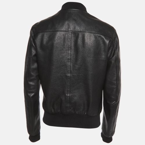 Leather Zip Front Bomber Jacket XL - Dolce & Gabbana - Modalova