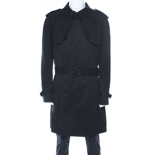 Dolce & Gabbana Black Cotton Double Breasted Belted Coat XXL - Dolce & Gabbana - Modalova