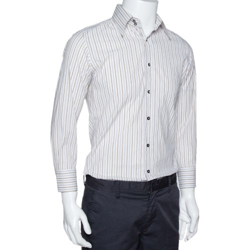 Striped Cotton Slim Fit Button Front Shirt S - Dolce & Gabbana - Modalova