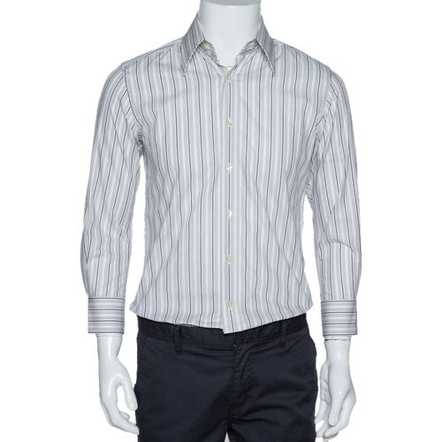 Dolce & Gabbana Pale Grey Striped Cotton Button Front Shirt S - Dolce & Gabbana - Modalova