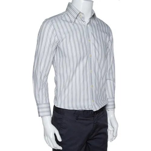 Pale Striped Cotton Button Front Shirt S - Dolce & Gabbana - Modalova