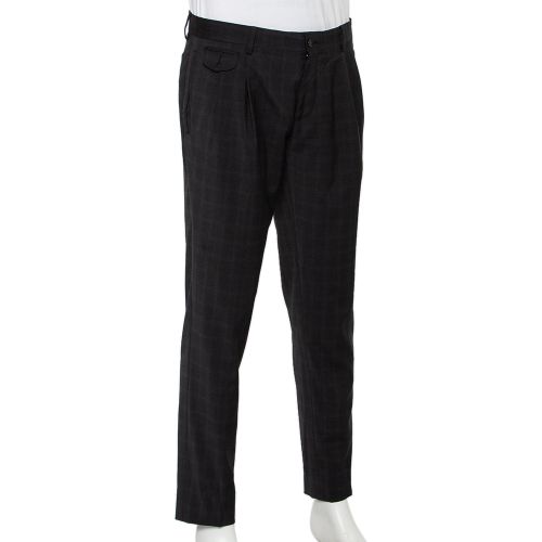 Charcoal Checkered Wool Tapered Leg Pants L - Dolce & Gabbana - Modalova