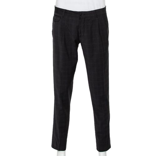 Charcoal Checkered Wool Tapered Leg Pants L - Dolce & Gabbana - Modalova