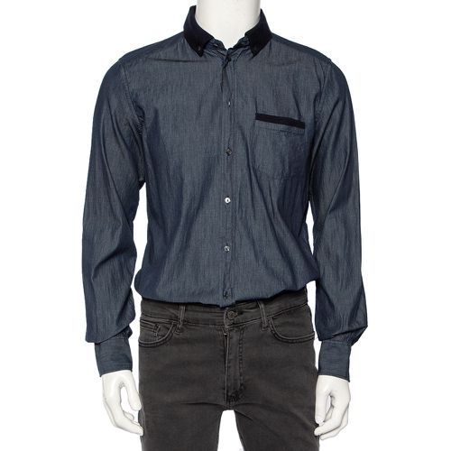 Dolce & Gabbana Chambray Cotton Knit Collar Detail Gold Label Shirt L - Dolce & Gabbana - Modalova