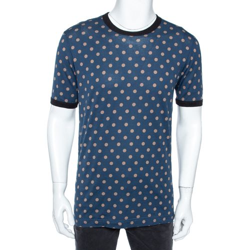 Dolce & Gabbana Navy Blue Cotton Polka Dot Crew Neck XL - Dolce & Gabbana - Modalova