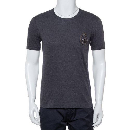 Dolce & Gabbana Grey Cotton Crown & Bee Patch T Shirt XS - Dolce & Gabbana - Modalova