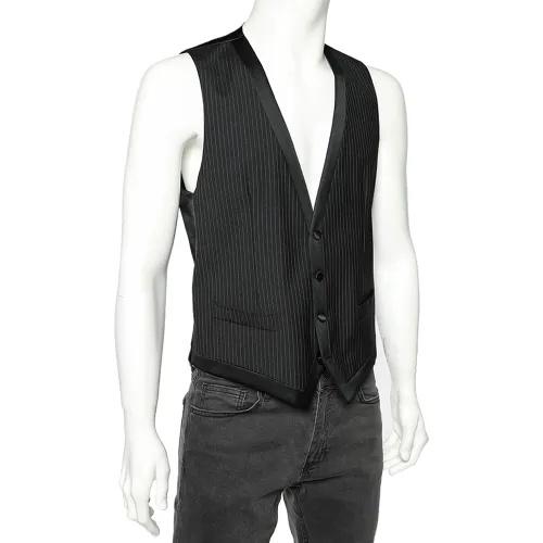 Striped Wool Button Front Vest M - Dolce & Gabbana - Modalova