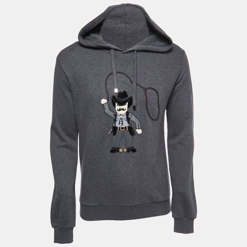 Dolce & Gabbana Grey Cowboy Patch Cotton Hoodie XS - Dolce & Gabbana - Modalova