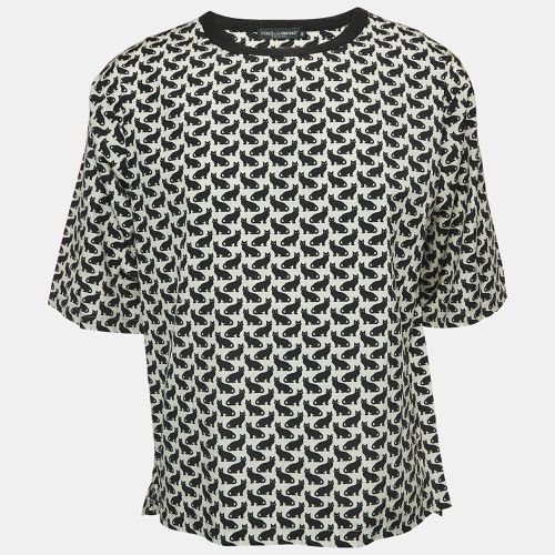 Dolce & Gabbana Cream All-Over Cat Print Cotton Half Sleeve Shirt S - Dolce & Gabbana - Modalova