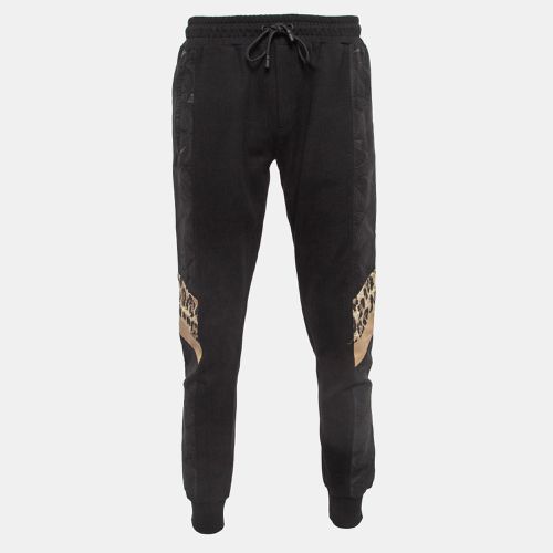 Dolce & Gabbana Black Leaf and Leopard Jacquard Trim Knit Joggers L - Dolce & Gabbana - Modalova