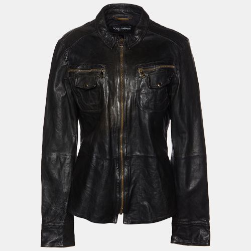 Leather Zip Front Jacket L - Dolce & Gabbana - Modalova