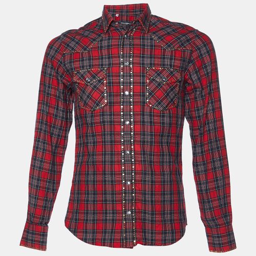 Dolce & Gabbana Red Plaid Checked Cotton Studded Shirt S - Dolce & Gabbana - Modalova