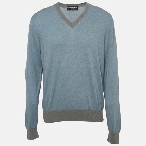 Dolce & Gabbana Blue Cotton Knit Sweatshirt M - Dolce & Gabbana - Modalova