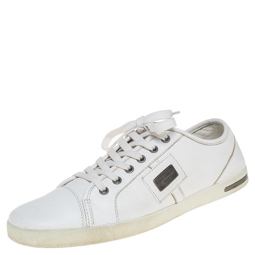 Dolce & Gabbana White Leather Low Top Sneakers Size 42.5 - Dolce & Gabbana - Modalova