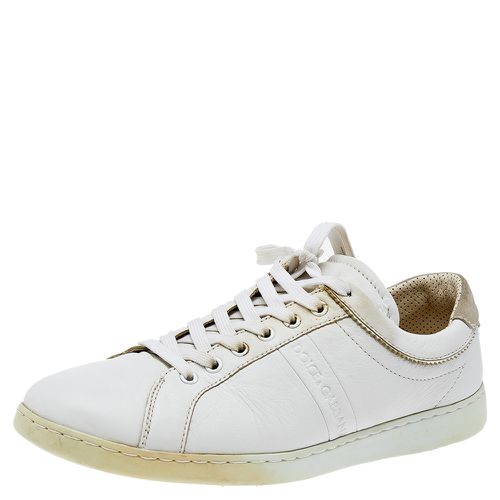 Dolce & Gabbana White Leather Low Top Sneakers Size 43 - Dolce & Gabbana - Modalova