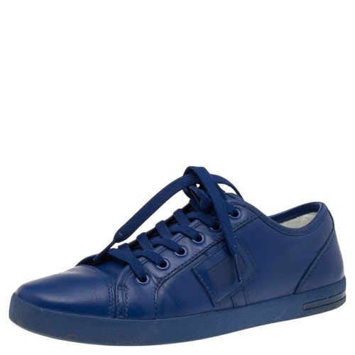 Dolce & Gabbana Blue Leather Logo Plaque Low Top Sneakers Size 39 - Dolce & Gabbana - Modalova