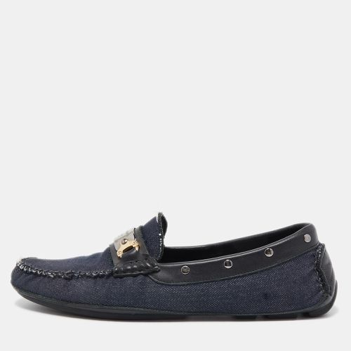 Dolce & Gabbana Navy Blue/Black Denim and Studded Leather Loafers Size 40 - Dolce & Gabbana - Modalova