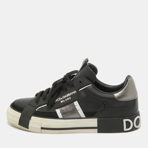 Dolce & Gabbana Black Leather Custom 2.Zero Low Top Sneakers Size 43 - Dolce & Gabbana - Modalova