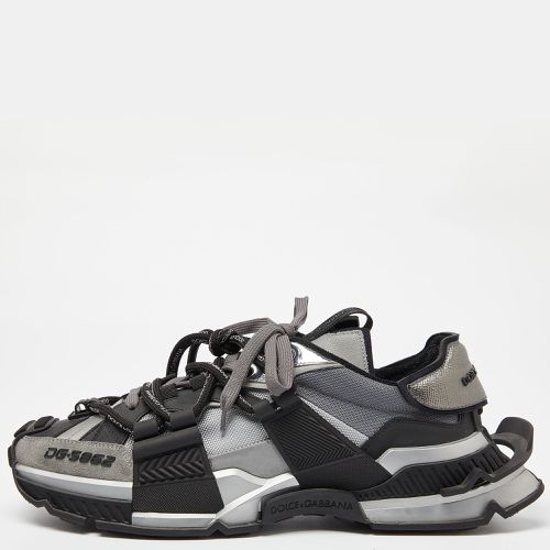 Dolce & Gabbana Grey/Black Mesh and Suede Space Sneakers Size 46 - Dolce & Gabbana - Modalova