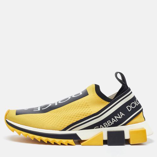 Dolce & Gabbana Yellow/Black Stretch Fabric Jersey Logotape Print Slip On Sneakers Size 41 - Dolce & Gabbana - Modalova