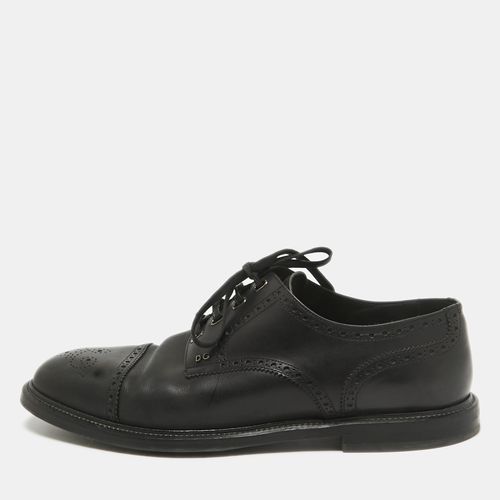 Dolce & Gabbana Black Brogue Leather Lace Up Derby Size 46 - Dolce & Gabbana - Modalova