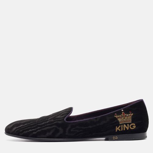 Dolce & Gabbana Black Velvet King Slip On Smoking Slippers Size 45 - Dolce & Gabbana - Modalova