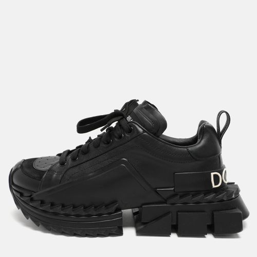 Dolce & Gabbana Black Leather and Rubber Super King Low Top Sneakers Size 40 - Dolce & Gabbana - Modalova