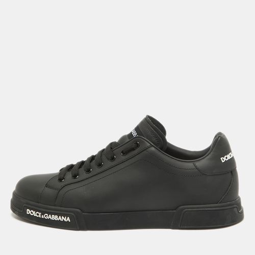 Dolce & Gabbana Black Leather Portofino Low Top Sneakers Size 43 - Dolce & Gabbana - Modalova